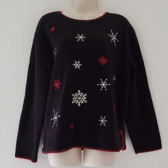 L.A. Blues Jeans Snowflake Fleece Long Sleeve Sz L - Picture 4 of 6